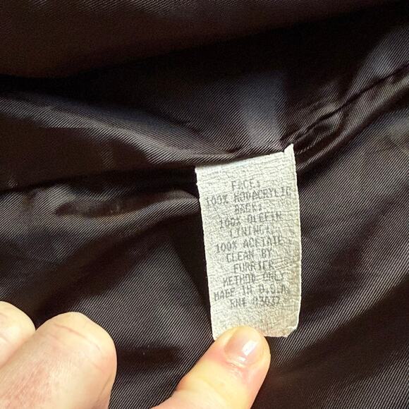 Norm Thompson Faux Fur Hooded Long Coat Brown Small Made in USA - Picture 9 of 13